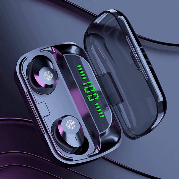 Écouteurs sans fil M5 Bluetooth 5.1, écouteurs TWS avec contrôle tactile complet, casque avec microphone intégré, qualité sonore immersive garantissant une connexion rapide, stable et automatique, casque LED intelligent.
